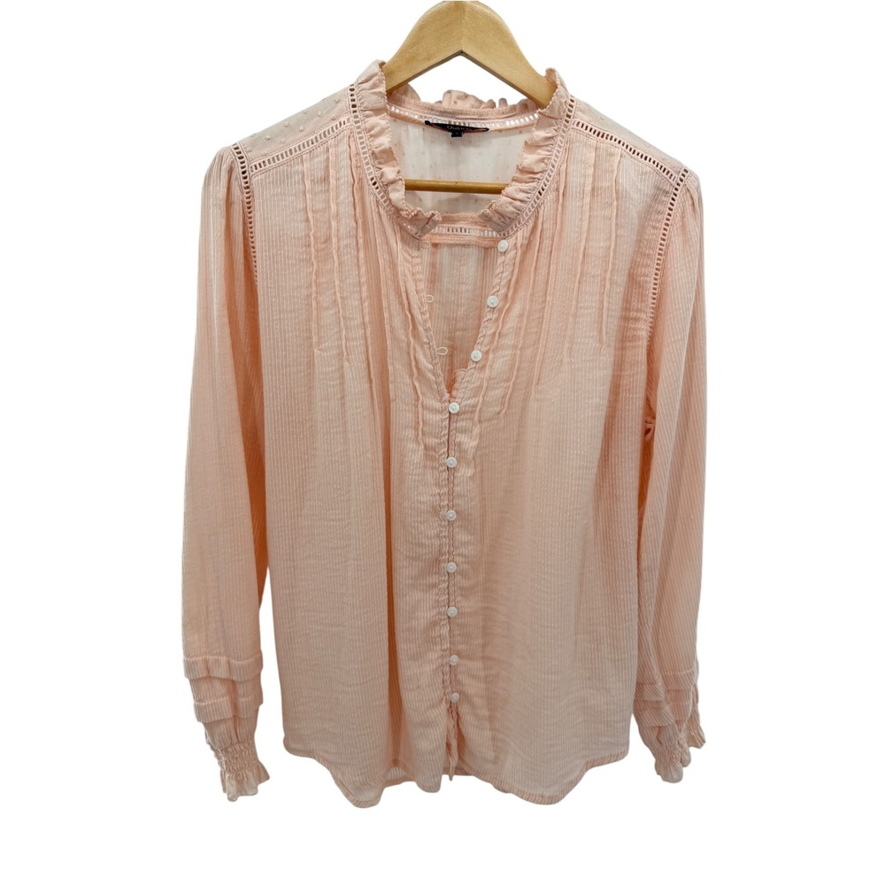 Quince Organic Textured Cotton Peasant Blouse Ballet Slipper Pink S Cottagecore